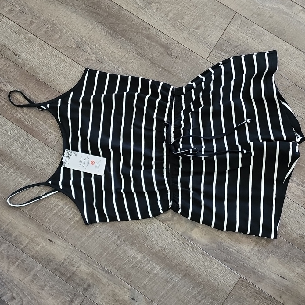 NWT romper black/white stripes size M